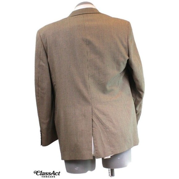 Graham & Gunn Men’s Wool Brown Houndstooth Plaid 3 Btn Blazer Sport Coat 42R - Picture 5 of 7